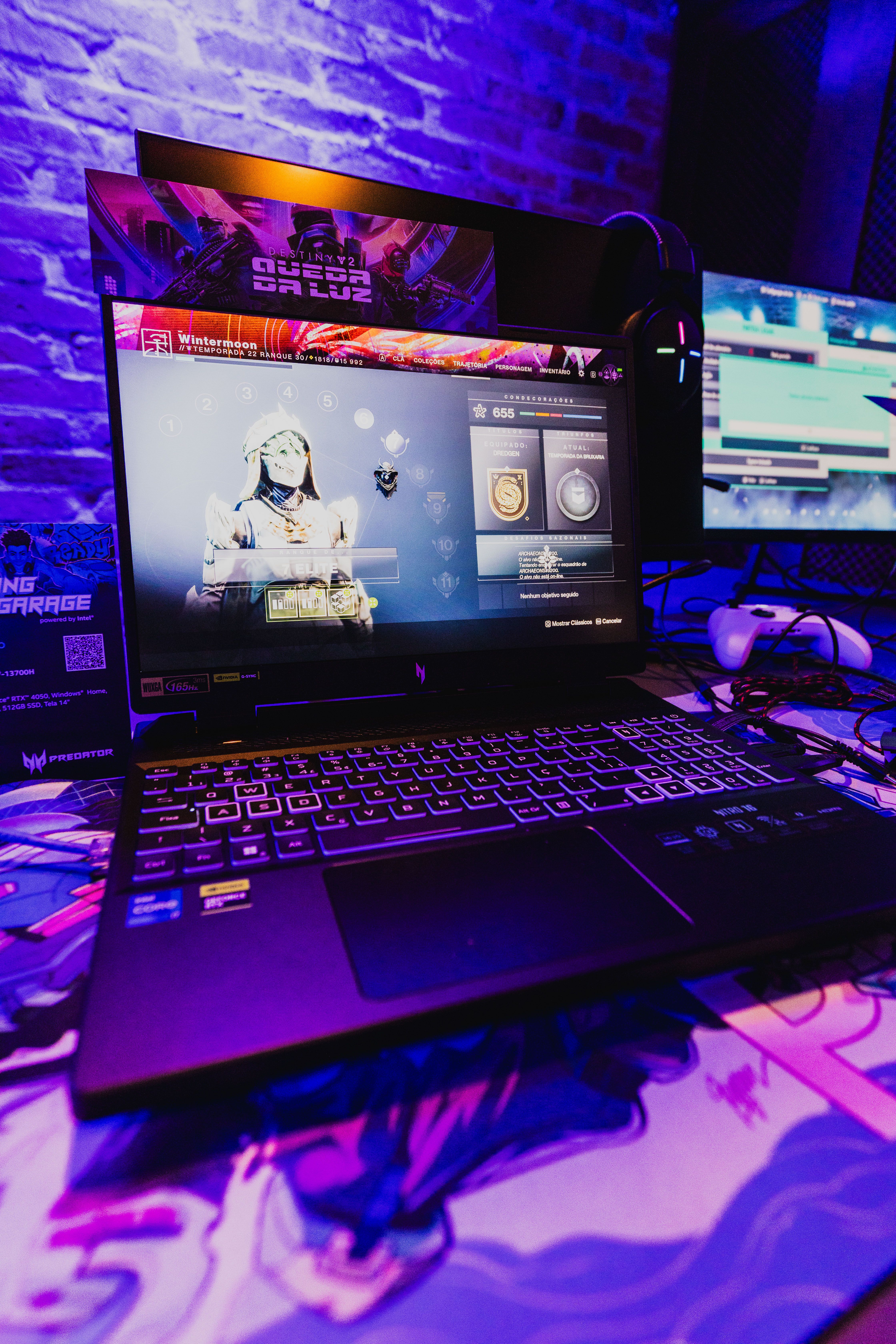 A captivating gaming setup showcasing a dynamic game screen and vivid ambiance lighting.