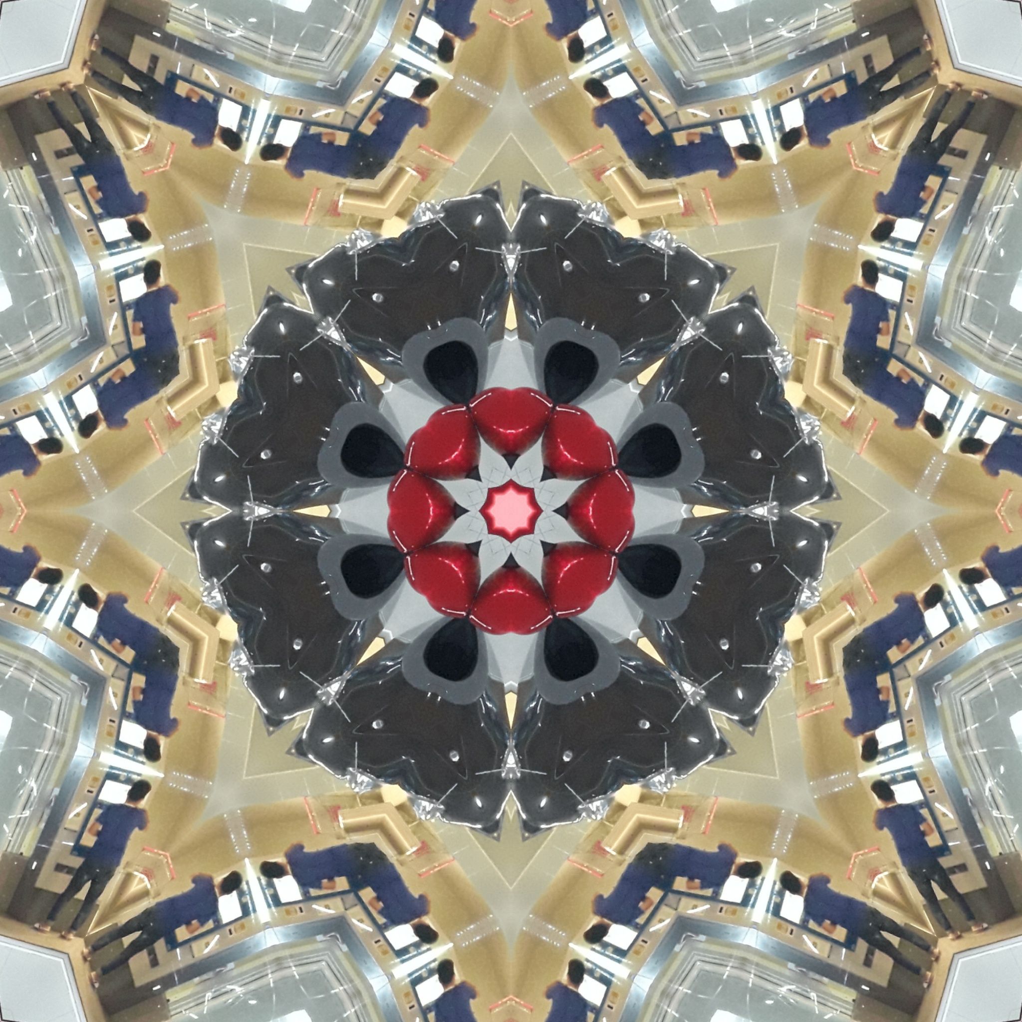 Colorful kaleidoscope design showcasing a vibrant abstract pattern with geometric symmetry.